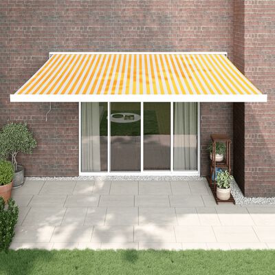 vidaXL Copertină retractabilă, galben/alb, 4x3 m, textil/aluminiu