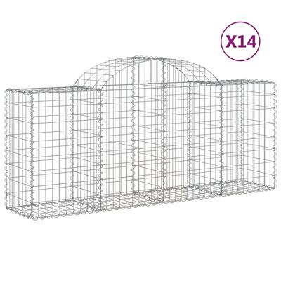 vidaXL Coșuri gabion arcuite 14 buc, 200x50x80/100 cm, fier galvanizat