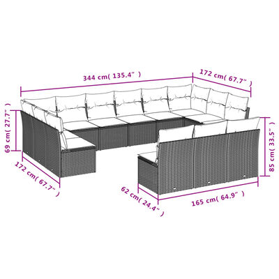 vidaXL Set mobilier de grădină cu perne, 13 piese, negru, poliratan