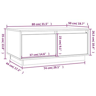 vidaXL Măsuță de cafea, maro miere, 80x50x35 cm, lemn masiv de pin