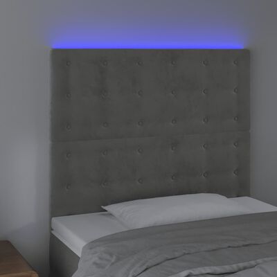 vidaXL Tăblie de pat cu LED, gri deschis, 100x5x118/128 cm, catifea