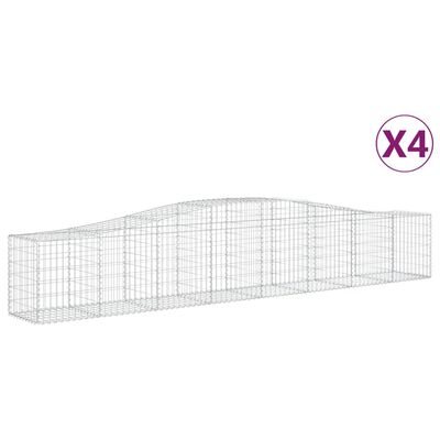 vidaXL Coșuri gabion arcuite 4 buc, 400x50x60/80 cm, fier galvanizat