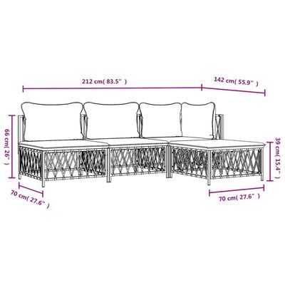 vidaXL Set mobilier de grădină, cu perne, antracit, 4 piese, oțel