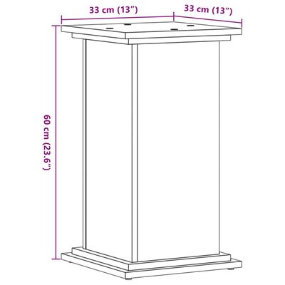 vidaXL Suport de plante, stejar fumuriu, 33x33x60 cm, lemn prelucrat