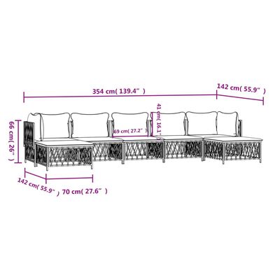 vidaXL Set mobilier de grădină cu perne, 7 piese, alb, oțel