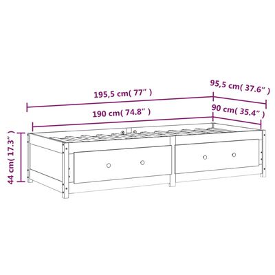 vidaXL Pat de zi Single, gri, 90x190 cm, lemn masiv de pin