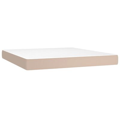 vidaXL Pat box spring cu saltea, cappuccino, 160x200cm piele ecologică