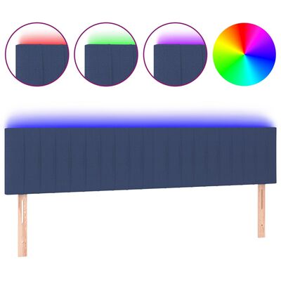 vidaXL Tăblie de pat cu LED, albastru, 180x5x78/88 cm, textil