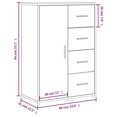 vidaXL Dulap, alb, 60x31x84 cm, lemn prelucrat