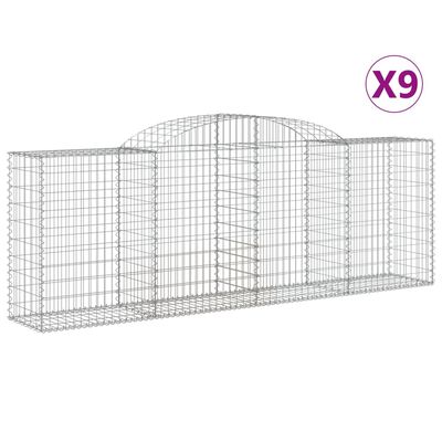 vidaXL Coșuri gabion arcuite 9 buc, 300x50x100/120 cm, fier galvanizat