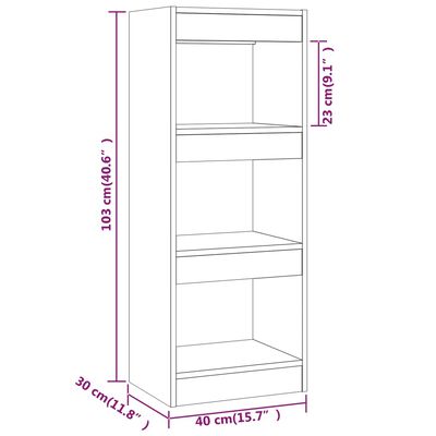 vidaXL Bibliotecă/Separator cameră, negru, 40x30x103 cm, PAL