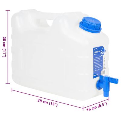 vidaXL Recipient de apă cu robinet, transparent, 10 L, plastic