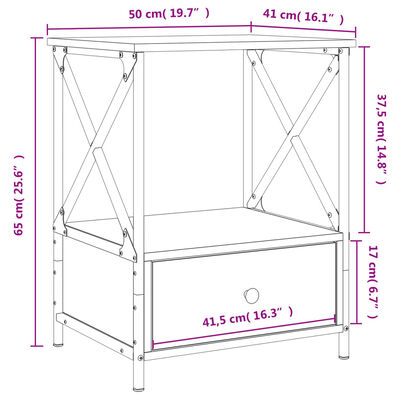 vidaXL Noptiere, 2 buc., gri sonoma, 50x41x65 cm, lemn compozit