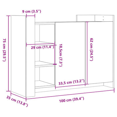 vidaXL Servantă, stejar sonoma, 100x35x75 cm, lemn prelucrat