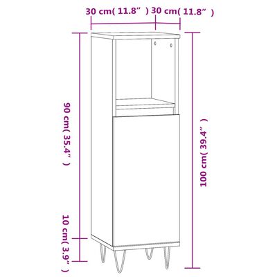 vidaXL Dulap de baie, alb, 30x30x100 cm, lemn prelucrat