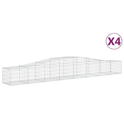 vidaXL Coșuri gabion arcuite 4 buc, 400x50x40/60 cm, fier galvanizat