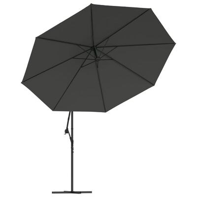 vidaXL Umbrelă în consolă cu LED și stâlp din metal, antracit, 350 cm