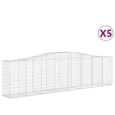 vidaXL Coșuri gabion arcuite 5 buc, 400x50x100/120 cm fier galvanizat