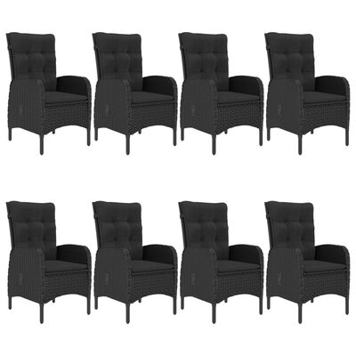 vidaXL Set mobilier de grădină, 9 piese, negru