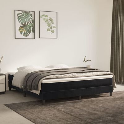 vidaXL Cadru de pat box spring, negru, 160x200 cm, catifea