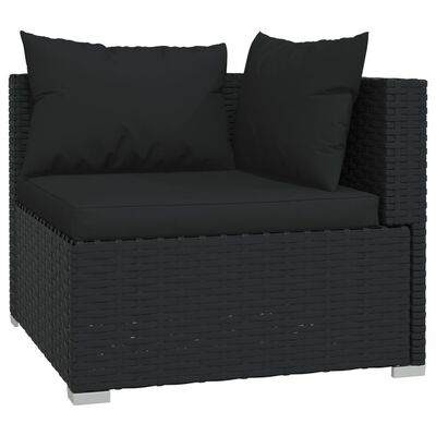 vidaXL Set mobilier de grădină cu perne, 8 piese, negru, poliratan