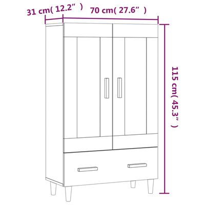 vidaXL Dulap înalt, stejar maro, 70x31x115 cm, lemn compozit