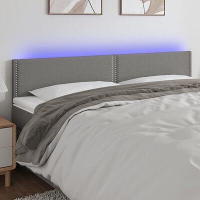 vidaXL Tăblie de pat cu LED, gri închis, 180x5x78/88 cm, textil