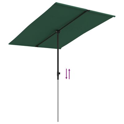 vidaXL Umbrelă de soare de grădină, stâlp aluminiu, verde, 2x1,5 cm