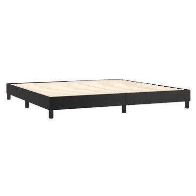 vidaXL Pat box spring cu saltea, negru, 200x200 cm, piele ecologică