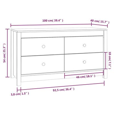 vidaXL Dulap lateral, maro miere, 100x40x54 cm, lemn masiv de pin