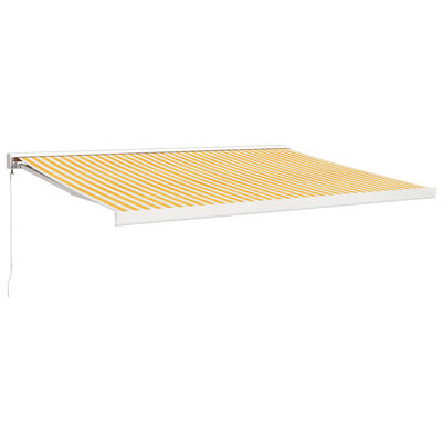 vidaXL Copertină retractabilă galben și alb, 4x3 m, textil și aluminiu