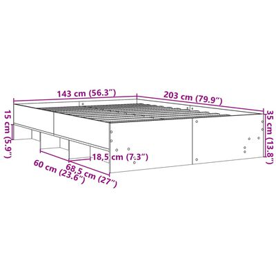 vidaXL Cadru pat fără saltea stejar sonoma 140x200 cm lemn prelucrat