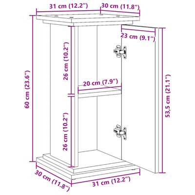 vidaXL Suport prezentare cu depozitare lemn vechi 31x30x60 cm lemn