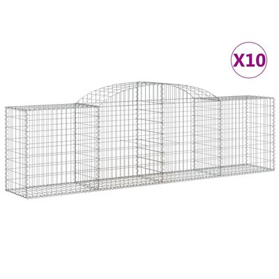 vidaXL Coșuri gabion arcuite 10 buc, 300x50x80/100 cm, fier galvanizat