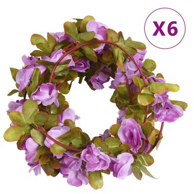 vidaXL Ghirlande de flori de Crăciun, 6 buc., violet deschis, 250 cm