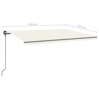 vidaXL Copertină retractabilă manual, cu LED, crem, 5x3,5 m