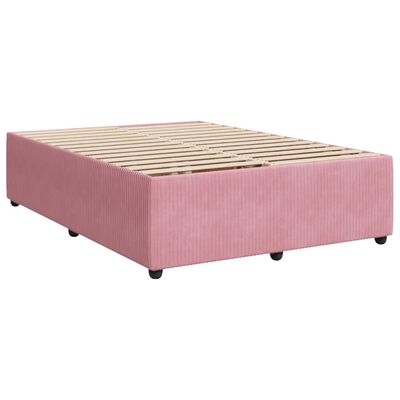 vidaXL Pat box spring cu saltea, roz, 140x200 cm, catifea