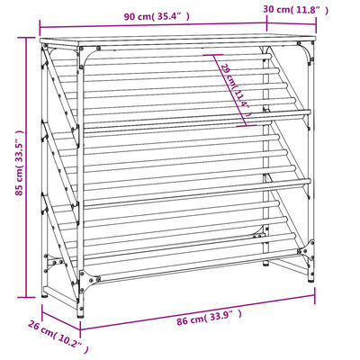 vidaXL Suport pantofi, negru, 90x30x85 cm, lemn prelucrat