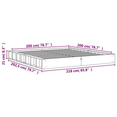 vidaXL Cadru de pat fără saltea, maro ceruit 200x200 cm lemn masiv pin