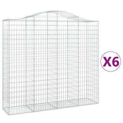 vidaXL Coșuri gabion arcuite 6 buc, 200x50x180/200 cm, fier galvanizat