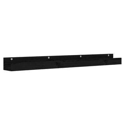 vidaXL Rafturi de perete, 2 buc., negru, 110x12x9 cm, lemn masiv pin