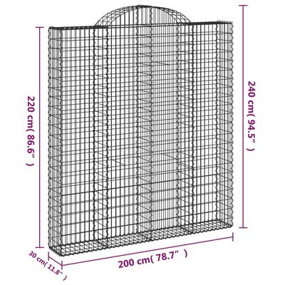 vidaXL Coșuri gabion arcuite, 18 buc 200x30x220/240cm, fier galvanizat