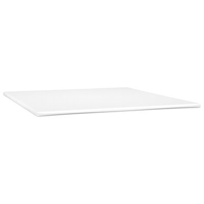 vidaXL Pat box spring cu saltea, alb, 180x200 cm, piele ecologică