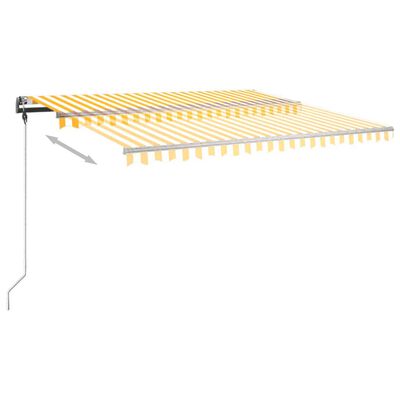 vidaXL Copertină autonomă retractabilă manual, galben/alb, 400x300 cm