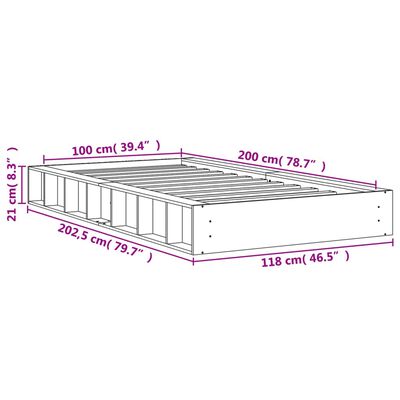 vidaXL Cadru pat fără saltea, maro ceruit, 100x200 cm, lemn masiv pin