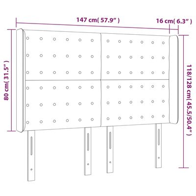 vidaXL Tăblie de pat cu aripioare, alb, 147x16x118/128 cm, piele eco