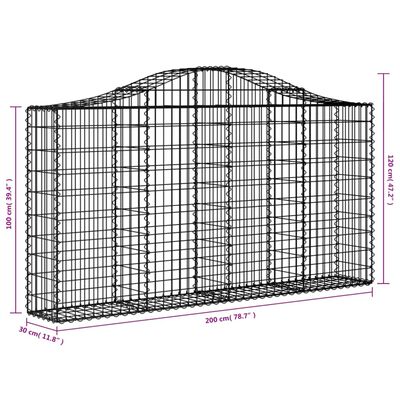 vidaXL Coșuri gabion arcuite 7 buc, 200x30x100/120 cm fier galvanizat