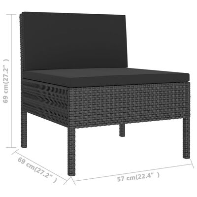 vidaXL Set mobilier de grădină cu perne, 8 piese, negru, poliratan