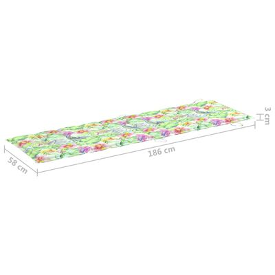 vidaXL Pernă de șezlong, model frunze, 186x58x3 cm, textil oxford