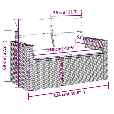 vidaXL Set mobilier de grădină cu perne, 14 piese, negru, poliratan